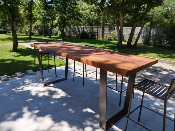 Table tranche d'arbre pour extérieur