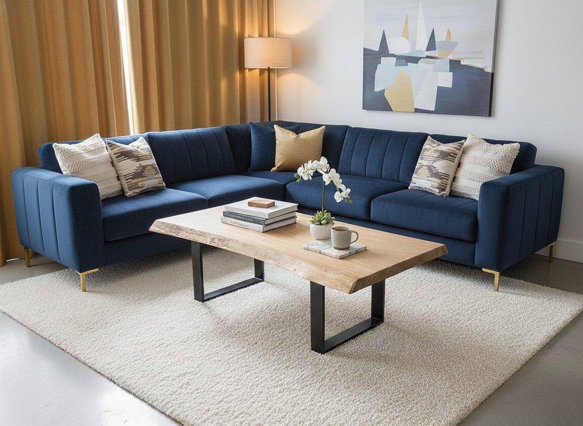 Table basse en bois massif un seul tenant TOURNAI Table basse de salon design en bois massif sculpté, réalisée d'un seul tenant (monobloc), référence Tournai.