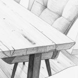 Zoom biseau du plateau de table en chêne massif RENNES