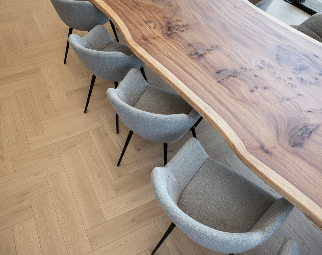 table-orme-massif-sur-mesure-zurich Table orme massif sur mesure ZURICH, pieds métal noir, livraison partout même en Suisse.