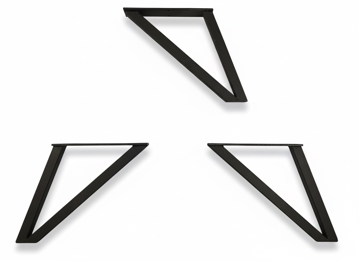 3 pieds de table basse en métal noir type A support pour tranche de bois massif