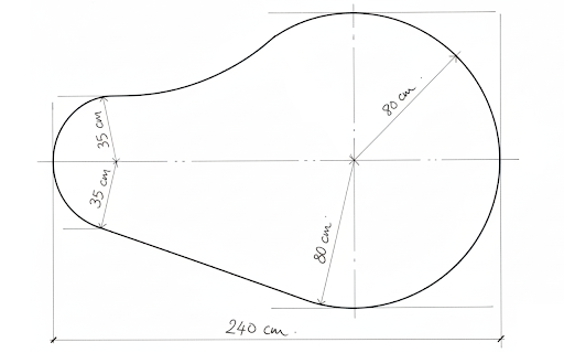 Table à manger en noyer originale – Forme galet & design organique