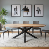 Table à manger design forme galet en noyer massif pour salle à manger - 8 personnes