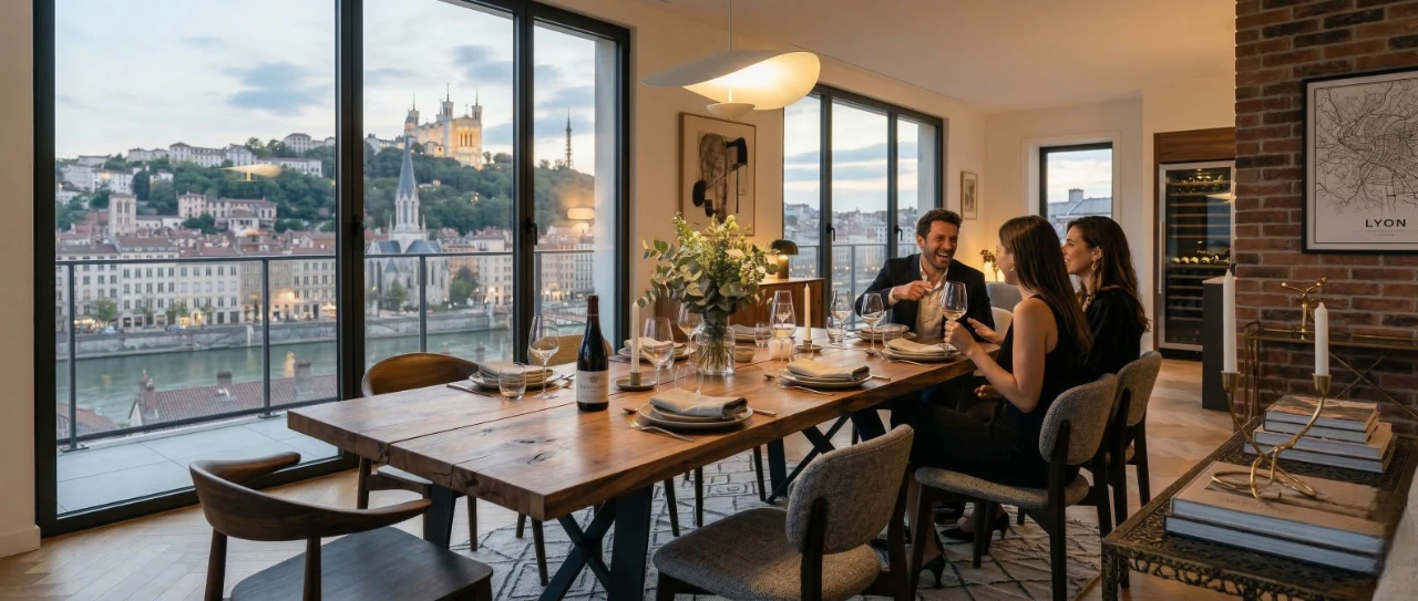 Table de salle à manger en bois massif sur mesure Pihana, artisanat français de grande qualité et design unique.
