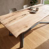 Table de repas TOULOUSE en hêtre massif et piètement métal double Y.