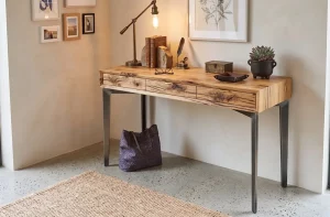 Console d'entrée en bois massif avec tiroirs de rangement PIHANA