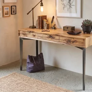 Console d'entrée en bois massif avec tiroirs de rangement PIHANA