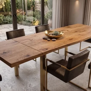 Table extensible en bois massif de chêne modèle Versailles PIHANA