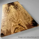 Détail du plateau en olivier massif livre ouvert table Luxembourg